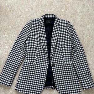 J. Crew Black and White Gingham Parke Blazer